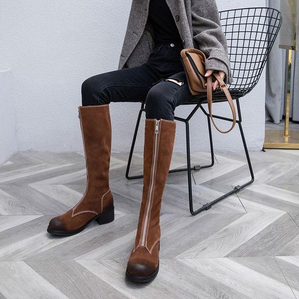 zapatos de mujer knee high boots women's new winter shoes cow leather suede motorcycle boots women's bottes femme, Black 
zapatos de mujer knee high boots women's new winter shoes cow leather suede motorcycle boots women's bottes femme, Black