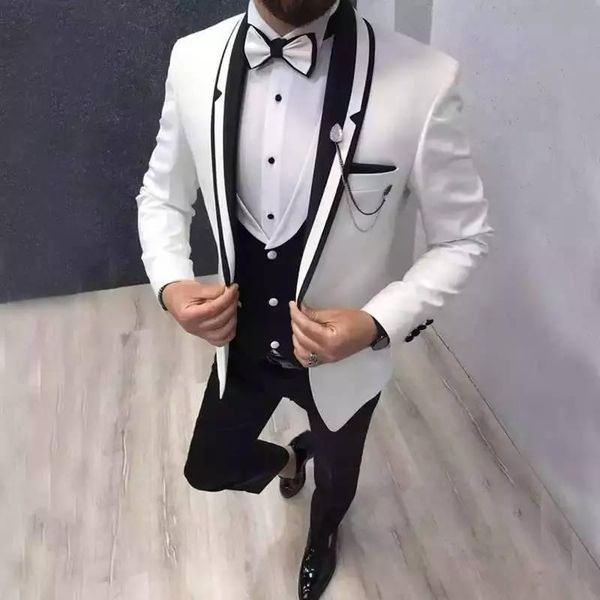 formal slim men's suit wedding tuxedos man groom tailored wedding man blazer trajes de hombre jacket & vest & pants, White;black
formal slim men's suit wedding tuxedos man groom tailored wedding man blazer trajes de hombre jacket & vest & pants, White;black