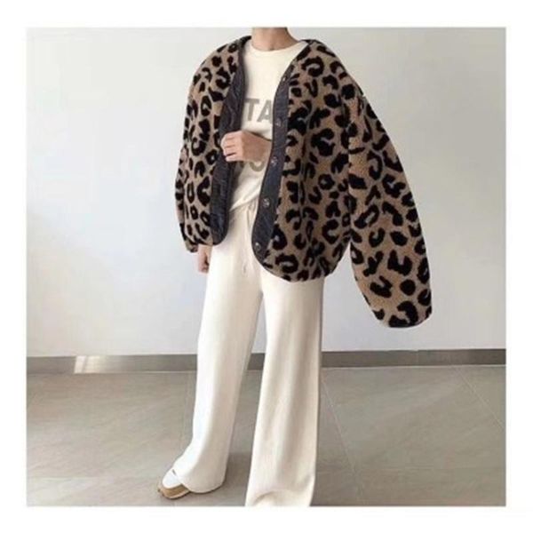 leopard print cotton jackets women fall winter loose warm single row button furry female coat casual thick outwear 2021, Black
leopard print cotton jackets women fall winter loose warm single row button furry female coat casual thick outwear 2021, Black