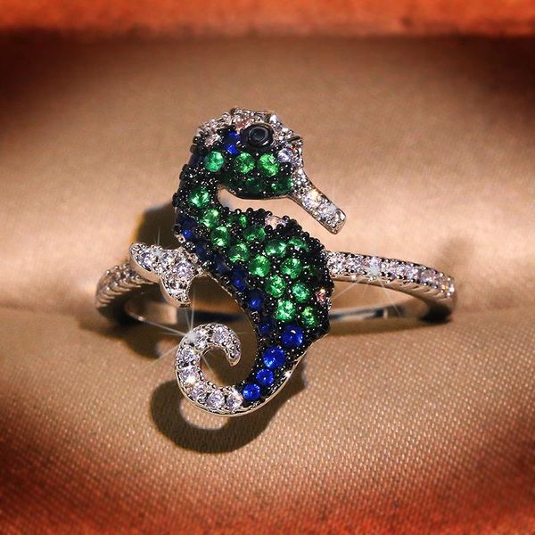 2020 women's bohemia vintage seahorse shaped rings creative green blue crystal zircon wedding animal ring gifts for girls, Slivery;golden
2020 women's bohemia vintage seahorse shaped rings creative green blue crystal zircon wedding animal ring gifts for girls, Slivery;golden