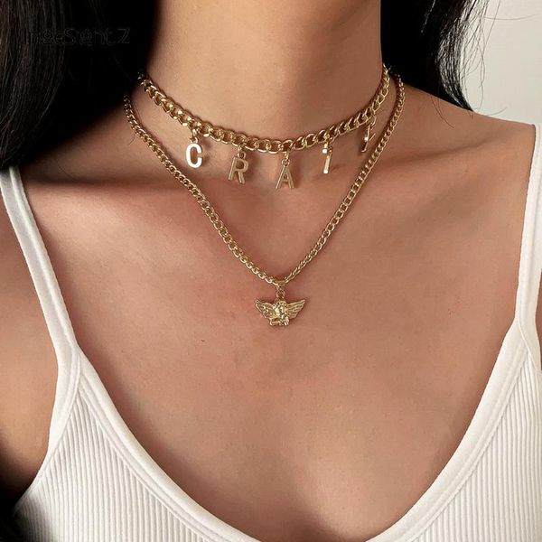 ingesight.z multi layered gold color angel pendant necklace statement initial letter choker necklaces collar for women jewelry, Silver
ingesight.z multi layered gold color angel pendant necklace statement initial letter choker necklaces collar for women jewelry, Silver