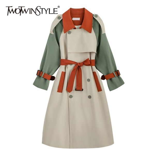 twotwinstyle vintage patchwork windbreaker for women lapel long sleeve high waist with sashes lace up bowknot coat female fall 201211, Tan;black
twotwinstyle vintage patchwork windbreaker for women lapel long sleeve high waist with sashes lace up bowknot coat female fall 201211, Tan;black