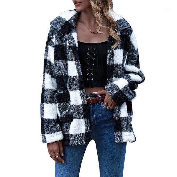 woman jackets woolen patchwork coat turn collar cardigan overcoat warm winter outwear plaid women coat1, Black
woman jackets woolen patchwork coat turn collar cardigan overcoat warm winter outwear plaid women coat1, Black