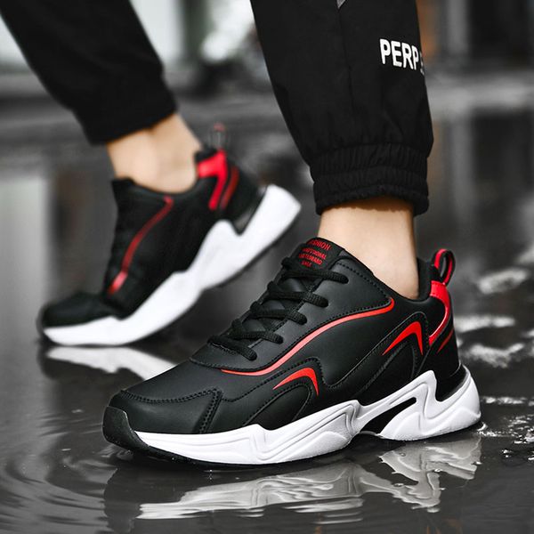 style new leather men's casual comfortable breathable sneakers men lace-up lightweight running shoes zapatillas hombre, Red;white
style new leather men's casual comfortable breathable sneakers men lace-up lightweight running shoes zapatillas hombre, Red;white