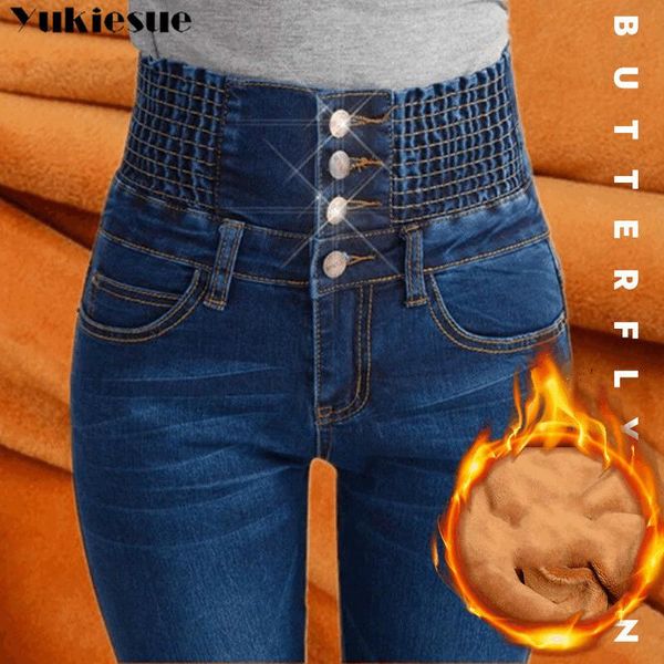 women's jeans winter warm thick fleece woman's with high waist woman mom for women jean femme plus size black, Blue 
women's jeans winter warm thick fleece woman's with high waist woman mom for women jean femme plus size black, Blue