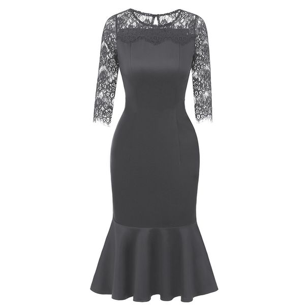 aamikast womens elegant lace 3/4 sleeve patchwork casual cocktail party fitted bodycon mermaid pencil sheaht dress, Black;gray
aamikast womens elegant lace 3/4 sleeve patchwork casual cocktail party fitted bodycon mermaid pencil sheaht dress, Black;gray