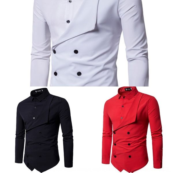 ewmgf new men's personalized gujbz fake two-piece style placket long sleeve shirt british overturned youth shirt double-breasted, Blue
ewmgf new men's personalized gujbz fake two-piece style placket long sleeve shirt british overturned youth shirt double-breasted, Blue