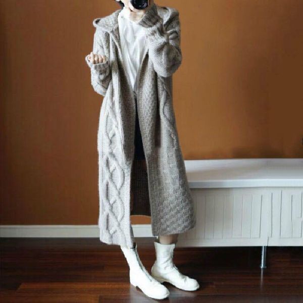 women's knits & tees 2021 autumn and winter hooded thick knitted cardigan loose plus-sized long-cut coat sweater women regular, White
women's knits & tees 2021 autumn and winter hooded thick knitted cardigan loose plus-sized long-cut coat sweater women regular, White