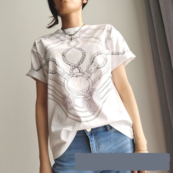 20 spring summer new women's full body chain series classic pattern t-shirt three dimensional printing round neck cotton short sleeve t, White
20 spring summer new women's full body chain series classic pattern t-shirt three dimensional printing round neck cotton short sleeve t, White