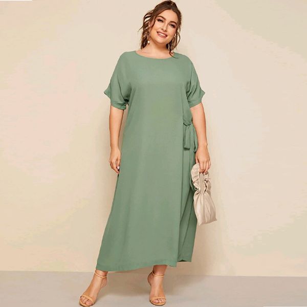 summer 2020 new large women's dress solid color short sleeve lace up long chiffon skirt, Black;gray
summer 2020 new large women's dress solid color short sleeve lace up long chiffon skirt, Black;gray