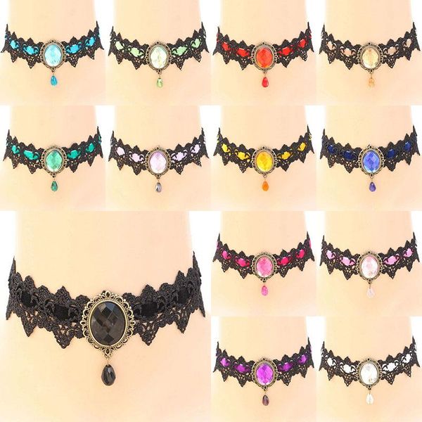chokers linsoir retro punk crystal gem pendants necklace lace tattoo choker for women gothic chocker collier femme f6115, Golden;silver
chokers linsoir retro punk crystal gem pendants necklace lace tattoo choker for women gothic chocker collier femme f6115, Golden;silver