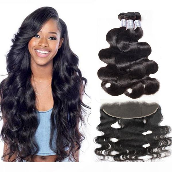virgin brazilian body wavy hair bundles with lace frontal closure 1b remy peruvian human hair weave with frontal closure piece part, Black
virgin brazilian body wavy hair bundles with lace frontal closure 1b remy peruvian human hair weave with frontal closure piece part, Black