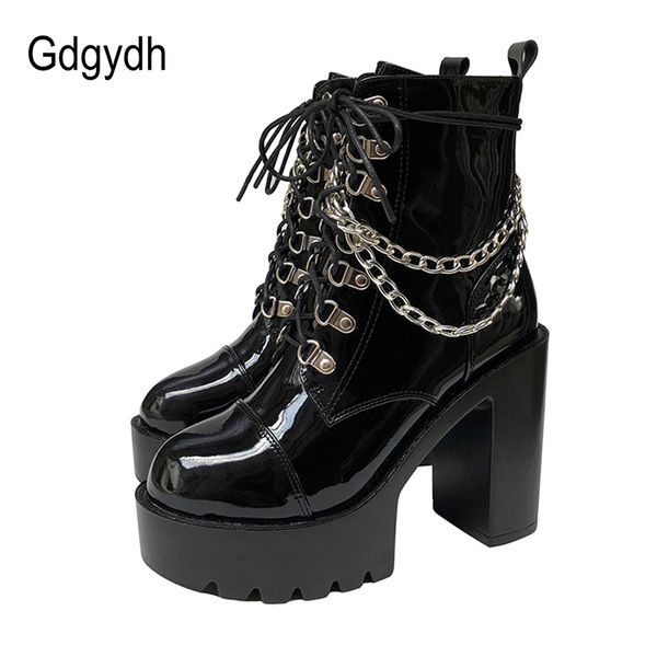 gdgydh 2021 autumn winter gothic women ankle boots fashion metal chain patent leather female short boots punk style ladies shoes c0202, Black
gdgydh 2021 autumn winter gothic women ankle boots fashion metal chain patent leather female short boots punk style ladies shoes c0202, Black