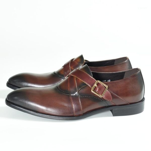 men oxford british style hand-painted brown color office formal pointed toe strap buckle mens dress wedding leather shoes1, Black 
men oxford british style hand-painted brown color office formal pointed toe strap buckle mens dress wedding leather shoes1, Black