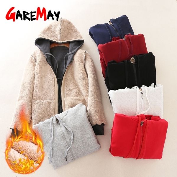 winter women's warm casual hoodie jacket ladies thick velvet long sleeve zipper lamb cashmere hoodies female coat plus size 201030, Black;brown
winter women's warm casual hoodie jacket ladies thick velvet long sleeve zipper lamb cashmere hoodies female coat plus size 201030, Black;brown