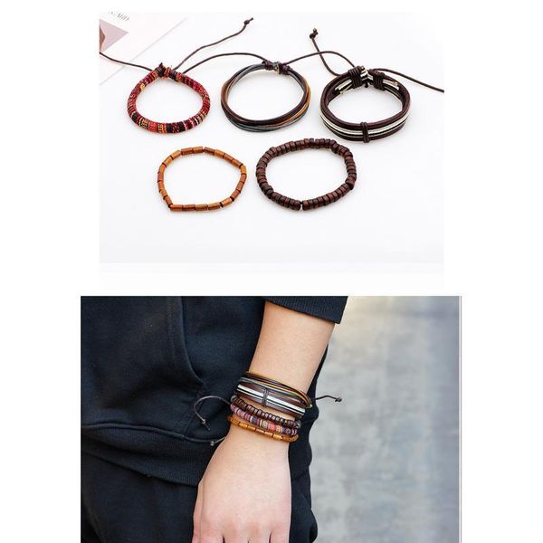 new bracelet five-piece wooden beads wax yarn leather rope woven beading bracelet new jllxqk
new bracelet five-piece wooden beads wax yarn leather rope woven beading bracelet new jllxqk