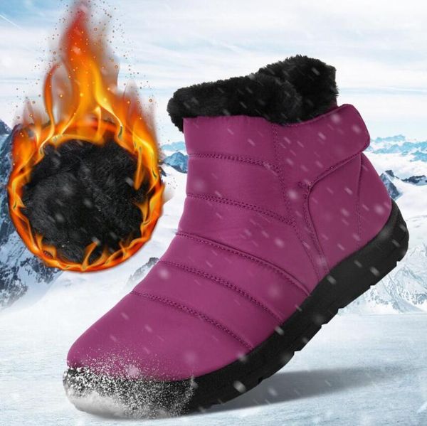 new 2020 warm winter boots women water resistant plush lining snow ankle boots female plush botas women shoes1, Black