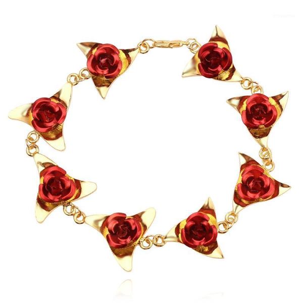 fezabrand new bracelet red rose flowers wrist chain charm mother's day gift for women wedding party jewelry bridesmaid bracelets1, Golden;silver
fezabrand new bracelet red rose flowers wrist chain charm mother's day gift for women wedding party jewelry bridesmaid bracelets1, Golden;silver