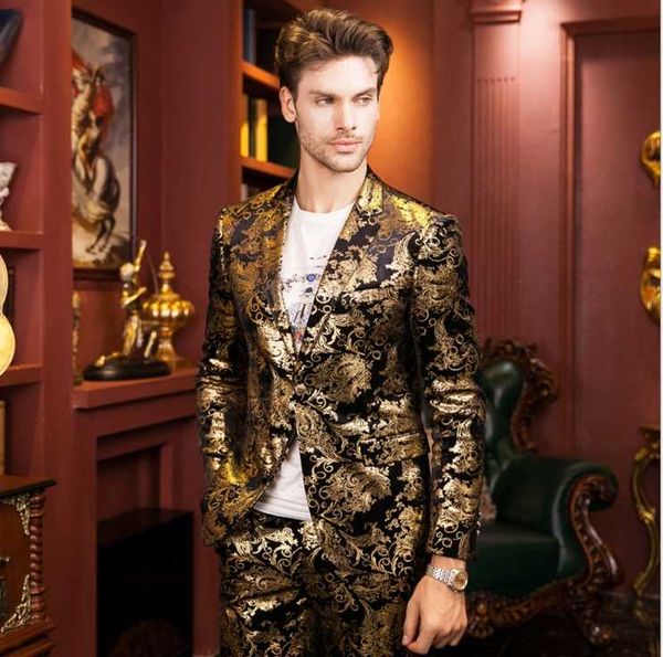 senior designer gold print suit fashion golden coat brand wedding suit cultivate one's morality men's autumn winter jacket, White;black
senior designer gold print suit fashion golden coat brand wedding suit cultivate one's morality men's autumn winter jacket, White;black