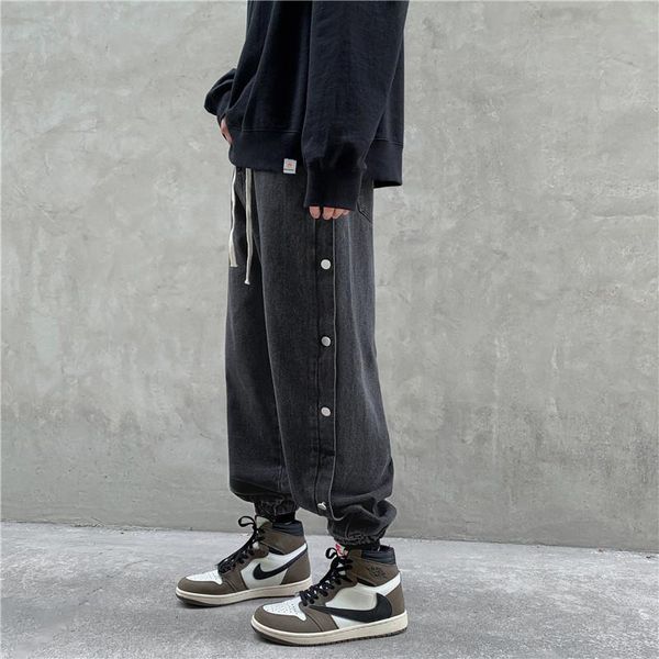 men's jeans spring cargo elastic waist washed loose-fit denim pants side breasted design solid student casual trousers male tide, Blue
men's jeans spring cargo elastic waist washed loose-fit denim pants side breasted design solid student casual trousers male tide, Blue