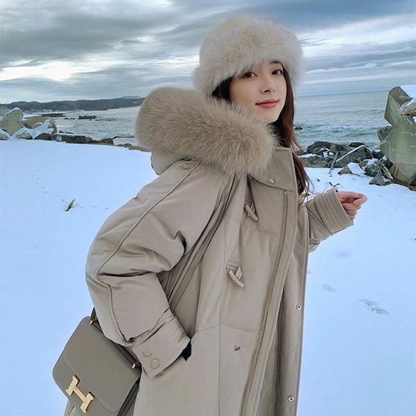 mid-length down jacket women 2021 winter new net red korean version of the knee loose white duck down horn button coat jacket, Black
mid-length down jacket women 2021 winter new net red korean version of the knee loose white duck down horn button coat jacket, Black
