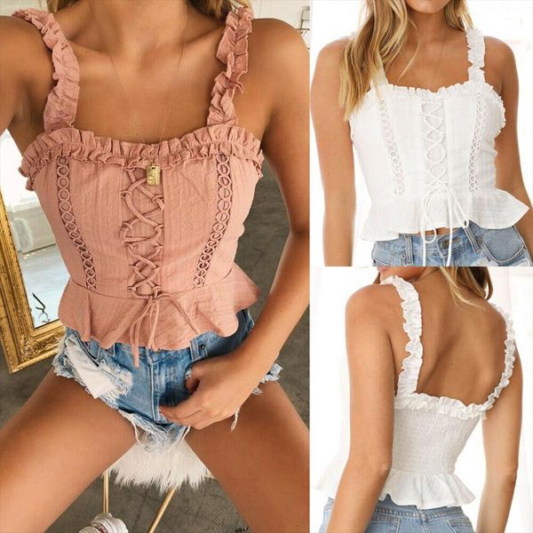 fashion women new design bow ruffle sleeveless bandage crop cami vest tank camisole casual solid skinny summer holiday wear, White
fashion women new design bow ruffle sleeveless bandage crop cami vest tank camisole casual solid skinny summer holiday wear, White