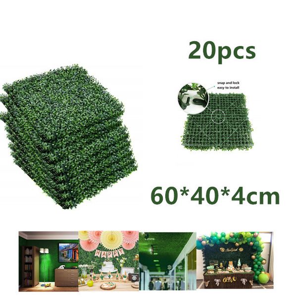 20pcs 40*60cm artificial plant foliage hedge grass mat greenery panel decor wall fence plant garden home decoration 1029