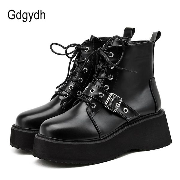 gdgydh punk style platform women ankle boots wedge heel fashion buckle ladies chunky shoes black 2020 fall spring great quality
gdgydh punk style platform women ankle boots wedge heel fashion buckle ladies chunky shoes black 2020 fall spring great quality