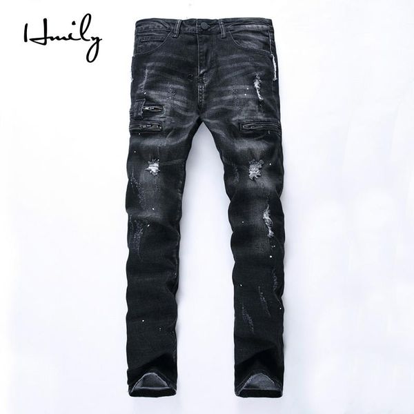 men's jeans hmily fashion ripped men slim fit hi-street mens holes distressed denim joggers skinny pants male straight, Blue
men's jeans hmily fashion ripped men slim fit hi-street mens holes distressed denim joggers skinny pants male straight, Blue