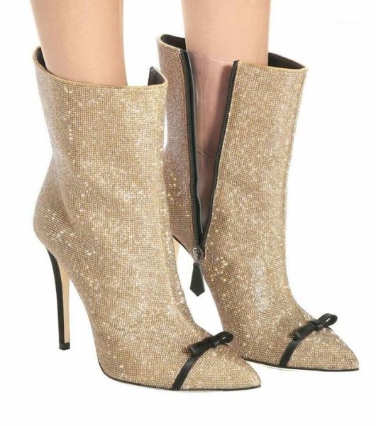 us4-11 womens pointed toe ankle boots rhinestones crystal bling bowtie side zipper stilettos high heel shoes leather gold sliver1, Black
us4-11 womens pointed toe ankle boots rhinestones crystal bling bowtie side zipper stilettos high heel shoes leather gold sliver1, Black