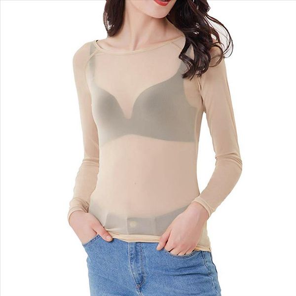 women see through long sleeve seamle arm shaper mesh shirt blusas mesh drop shipping, White
women see through long sleeve seamle arm shaper mesh shirt blusas mesh drop shipping, White