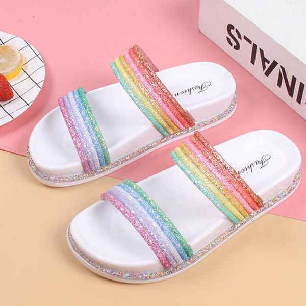 women slippers flip flops summer platfor slides lady shoes rainbow bling sandals outside beach non-slip bathroom casual slippers y200706, Black
women slippers flip flops summer platfor slides lady shoes rainbow bling sandals outside beach non-slip bathroom casual slippers y200706, Black