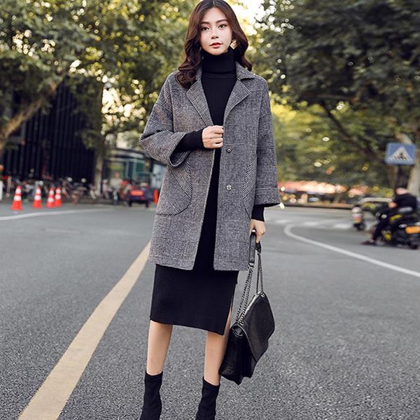 women's wool & blends fashion women woolen coat female long section korean version 2021 autumn and winter wear small tartan tide z752, Black
women's wool & blends fashion women woolen coat female long section korean version 2021 autumn and winter wear small tartan tide z752, Black