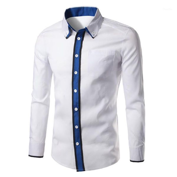 new men's long-sleeved shirt double-layer collar placket mixed-color slim fashion shirt1, White;black
new men's long-sleeved shirt double-layer collar placket mixed-color slim fashion shirt1, White;black
