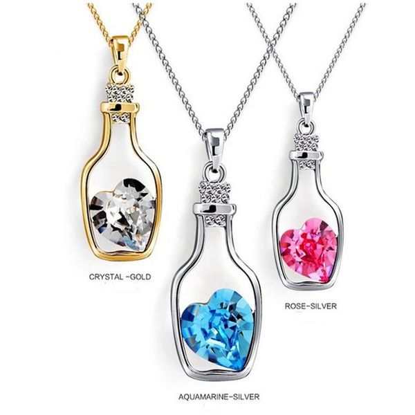 white copper austrian crystal lover drifting lucky bottle pendant necklace class women girls lady swarovski elements kka6144, Silver
white copper austrian crystal lover drifting lucky bottle pendant necklace class women girls lady swarovski elements kka6144, Silver