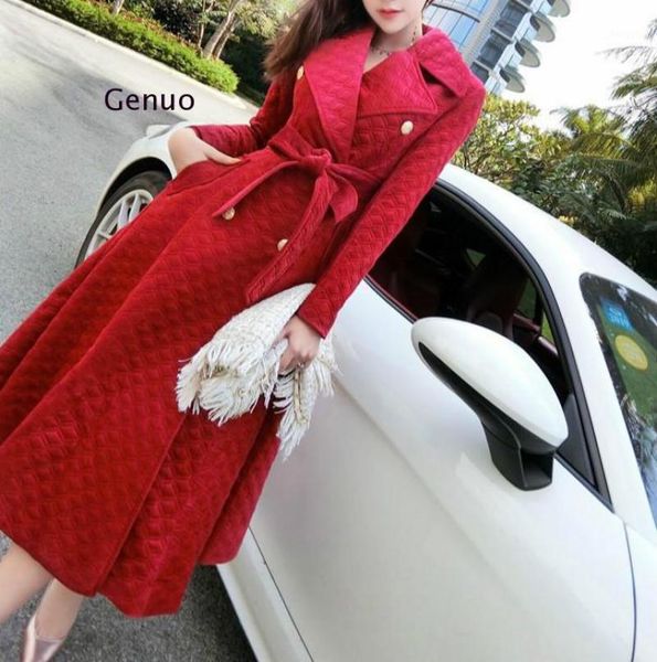 2021 autumn winter burgundy velvet long overcoat women's notched collar outwear vintage thick maxi trench coat1, Tan;black
2021 autumn winter burgundy velvet long overcoat women's notched collar outwear vintage thick maxi trench coat1, Tan;black