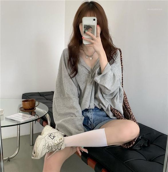 2020 early autumn korean-style loose bf versatile irregular button junction solid color v-neck slimming front and back double pu1, White
2020 early autumn korean-style loose bf versatile irregular button junction solid color v-neck slimming front and back double pu1, White