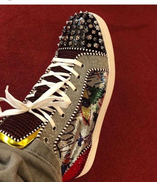 2020 brand men women high r red bottom sneakers loubitag spikes studs trainer luxury party dress wedding eu35-47, Black
2020 brand men women high r red bottom sneakers loubitag spikes studs trainer luxury party dress wedding eu35-47, Black