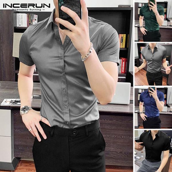 men's casual shirts incerun men business leisure man short sleeve turn down collar dress shirt fitness solid color blouse plus size1, White;black
men's casual shirts incerun men business leisure man short sleeve turn down collar dress shirt fitness solid color blouse plus size1, White;black