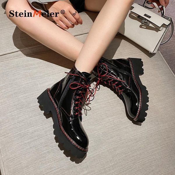 women winter ankle boots genuine leather woman shoes 2020 fashion thick high heels round toe lace-up short ladies boots, Black
women winter ankle boots genuine leather woman shoes 2020 fashion thick high heels round toe lace-up short ladies boots, Black