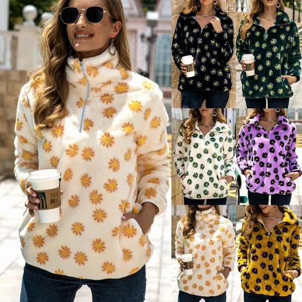 women winter warm daisy printed high neck sweater ladies leisure loose soft long sleeve pocket pullover, Black
women winter warm daisy printed high neck sweater ladies leisure loose soft long sleeve pocket pullover, Black