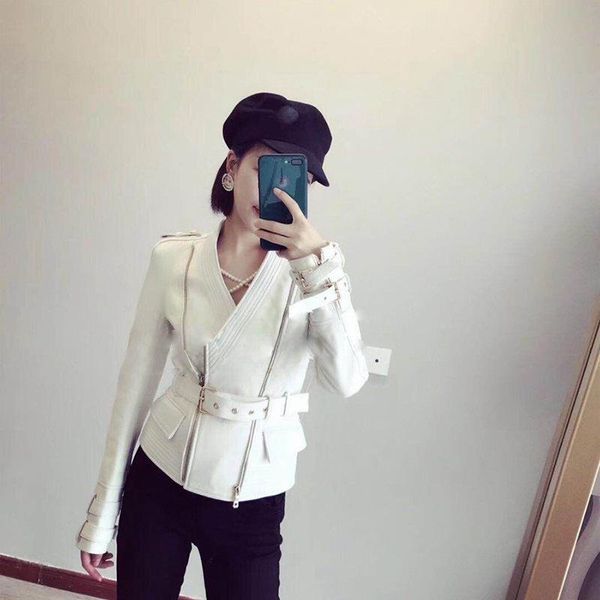 quality v-neck real leather women coat slim zipper sheepskin jackets streetwear moto biker jacket fashion short coats, Black
quality v-neck real leather women coat slim zipper sheepskin jackets streetwear moto biker jacket fashion short coats, Black