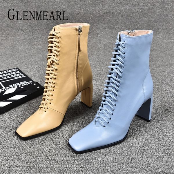 women leather boots fashion high heels shoes winter lace up woman boots square toe ankle boots female shoes heels y200723, Black
women leather boots fashion high heels shoes winter lace up woman boots square toe ankle boots female shoes heels y200723, Black