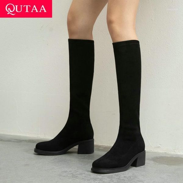 boots qutaa 2021 flock stretch knee high square heel slip on long winter toe fashion women shoes size 34-391, Black
boots qutaa 2021 flock stretch knee high square heel slip on long winter toe fashion women shoes size 34-391, Black