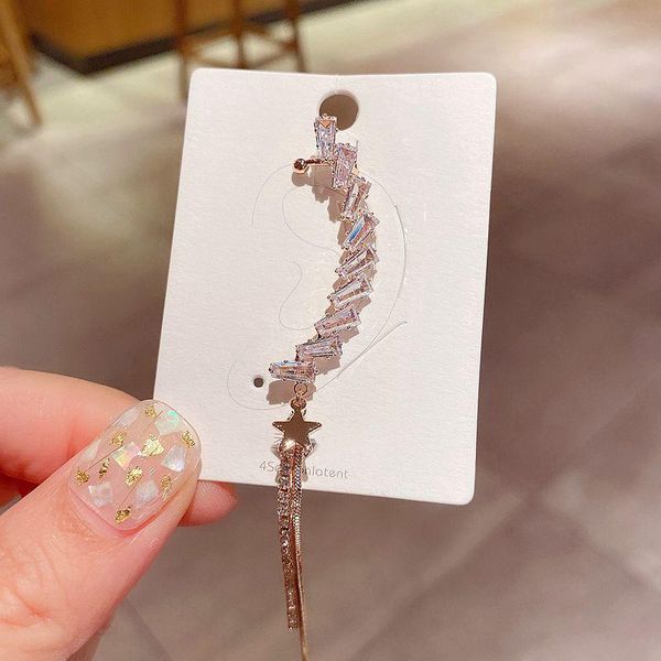exquisite 1pc zircon crystal ear cuff stud earring with long chain star pendant rose gold color women earrings, Golden;silver
exquisite 1pc zircon crystal ear cuff stud earring with long chain star pendant rose gold color women earrings, Golden;silver