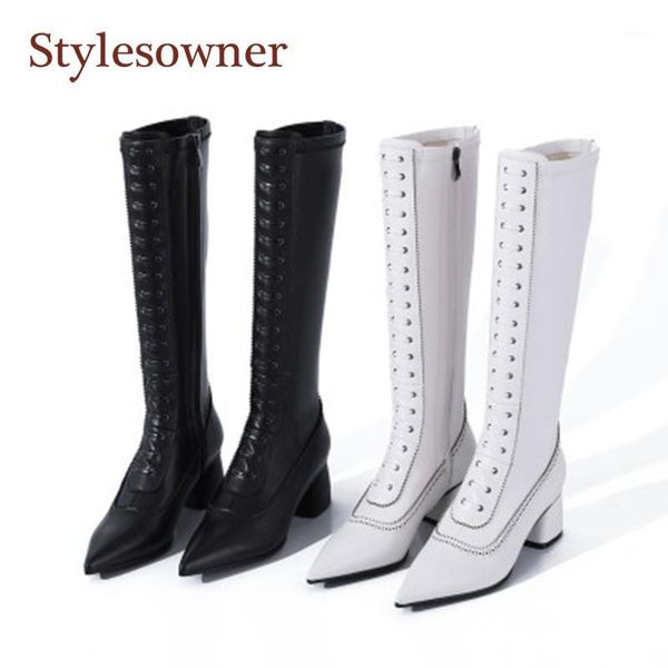 genuine leather white high-heeled boots women's 2020 thick-heeled pointed toe lace-up side zipper temperament knee-length boots1, Black
genuine leather white high-heeled boots women's 2020 thick-heeled pointed toe lace-up side zipper temperament knee-length boots1, Black