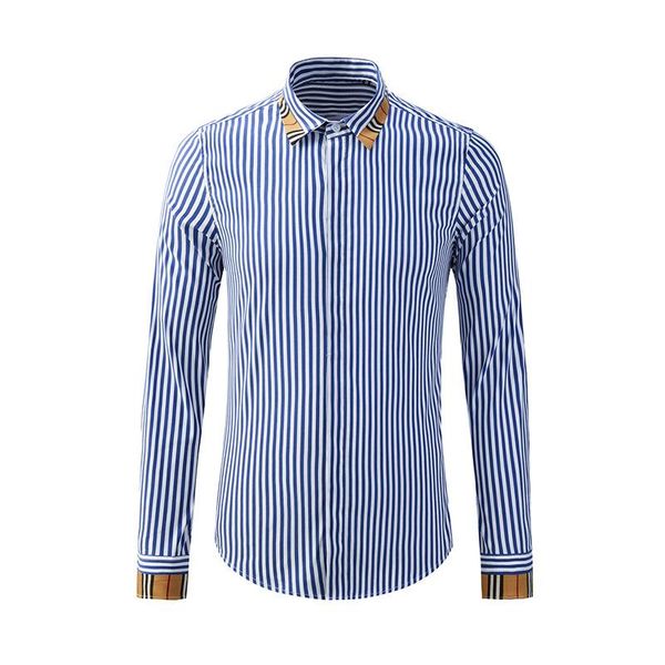 men's shirt high-end trend light luxury business blue and white stripes stitching collar slim fashion men's long-sleeved shirt, White;black
men's shirt high-end trend light luxury business blue and white stripes stitching collar slim fashion men's long-sleeved shirt, White;black