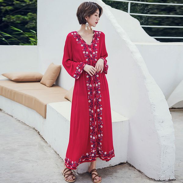 2021 new summer bohemian holiday waistline women's embroidery with sleeves v slim travel maxi dress fw00, Black;gray
2021 new summer bohemian holiday waistline women's embroidery with sleeves v slim travel maxi dress fw00, Black;gray