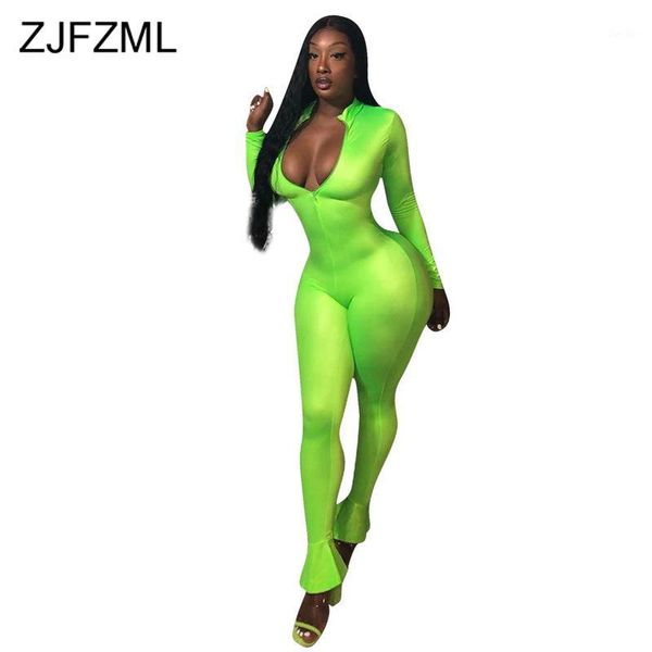 zipper front solid neon jumpsuit women stand collars ruffles bodycon long sleeve bodysuit elegant bandage one piece overall1, Black;white
zipper front solid neon jumpsuit women stand collars ruffles bodycon long sleeve bodysuit elegant bandage one piece overall1, Black;white