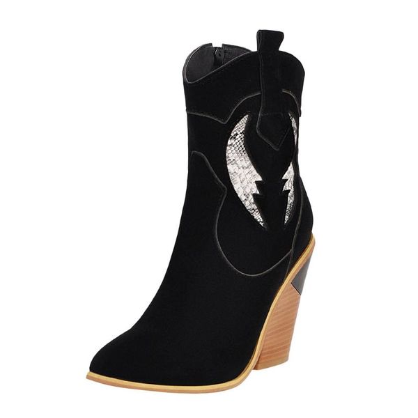 plus size 43 women's boots winter fall new pointed toe square heeled shoes side zipper mid-tube knight booties 2020 botas mujer, Black
plus size 43 women's boots winter fall new pointed toe square heeled shoes side zipper mid-tube knight booties 2020 botas mujer, Black